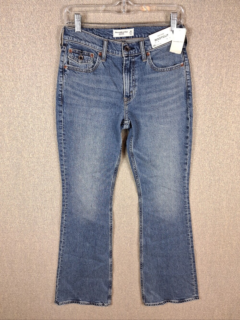 Abercrombie & Fitch Mid Rise Bootcut Jeans Medium Wash Size 26 Y2K Flare NWT